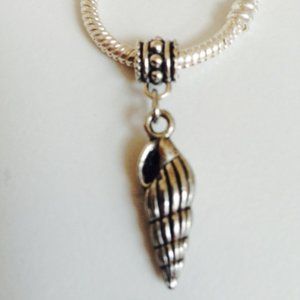 "SEASHELL" Sterling Silver Plated Dangling Charm For European Style Bracelets